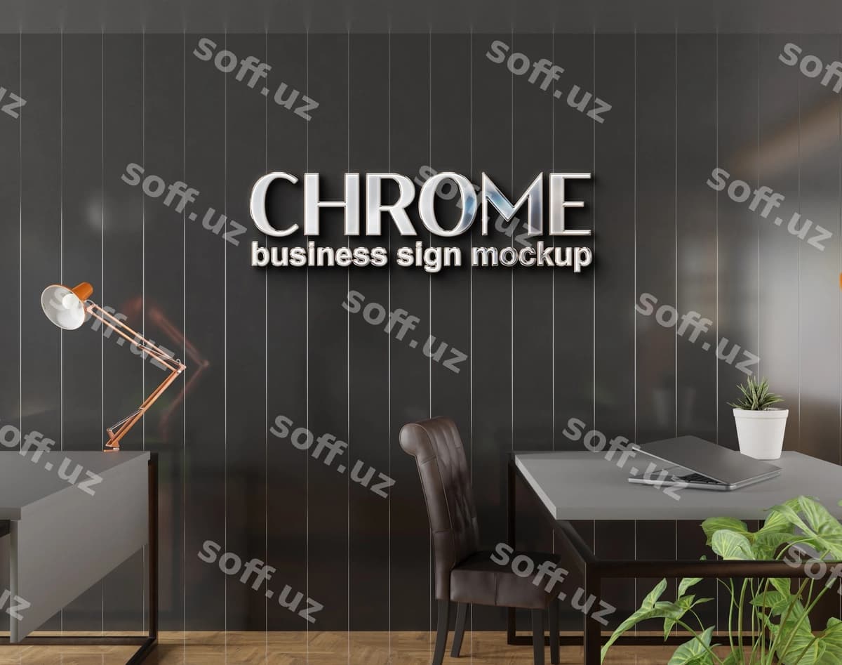 Chrome logotipi effekt mockup | Chrome logo effect mockup