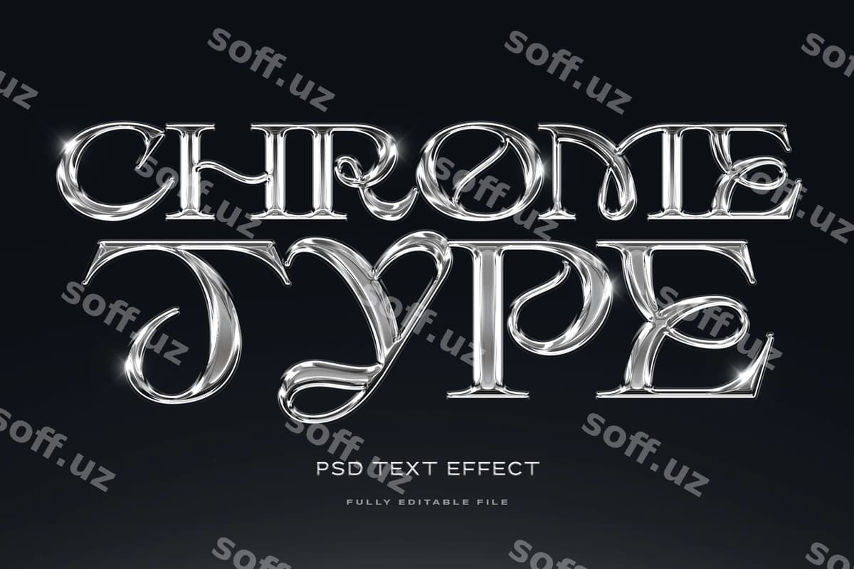Hrom shrift matn effekti | Chrome type text effect
