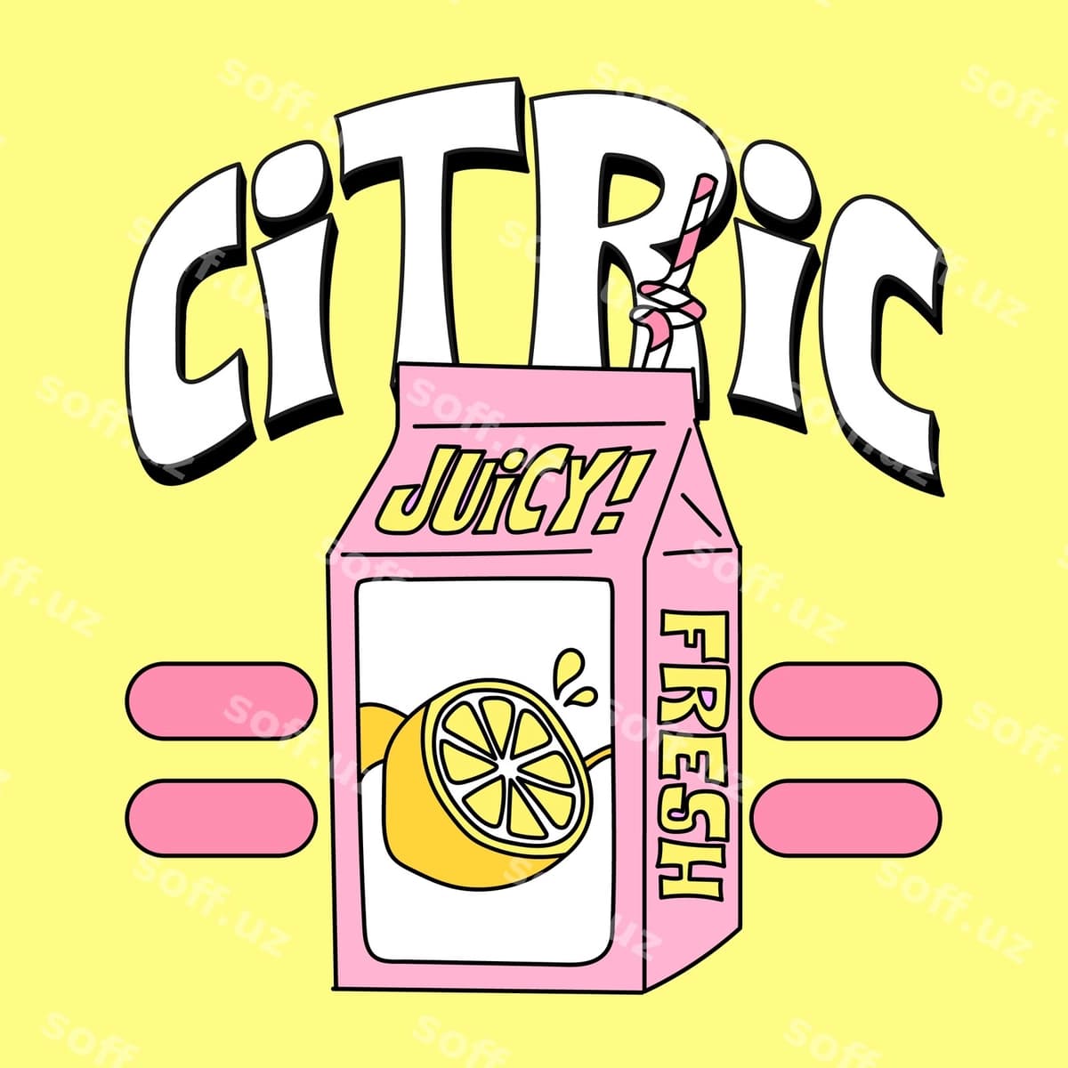 Limon binafsha quti shirin futbolka bosima | Citric pink box juice tshirt print