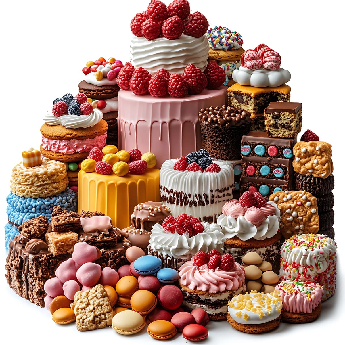 Katta qoziq pirojnoe pishiriqlarini yoping | Close up large pile cakes pastries