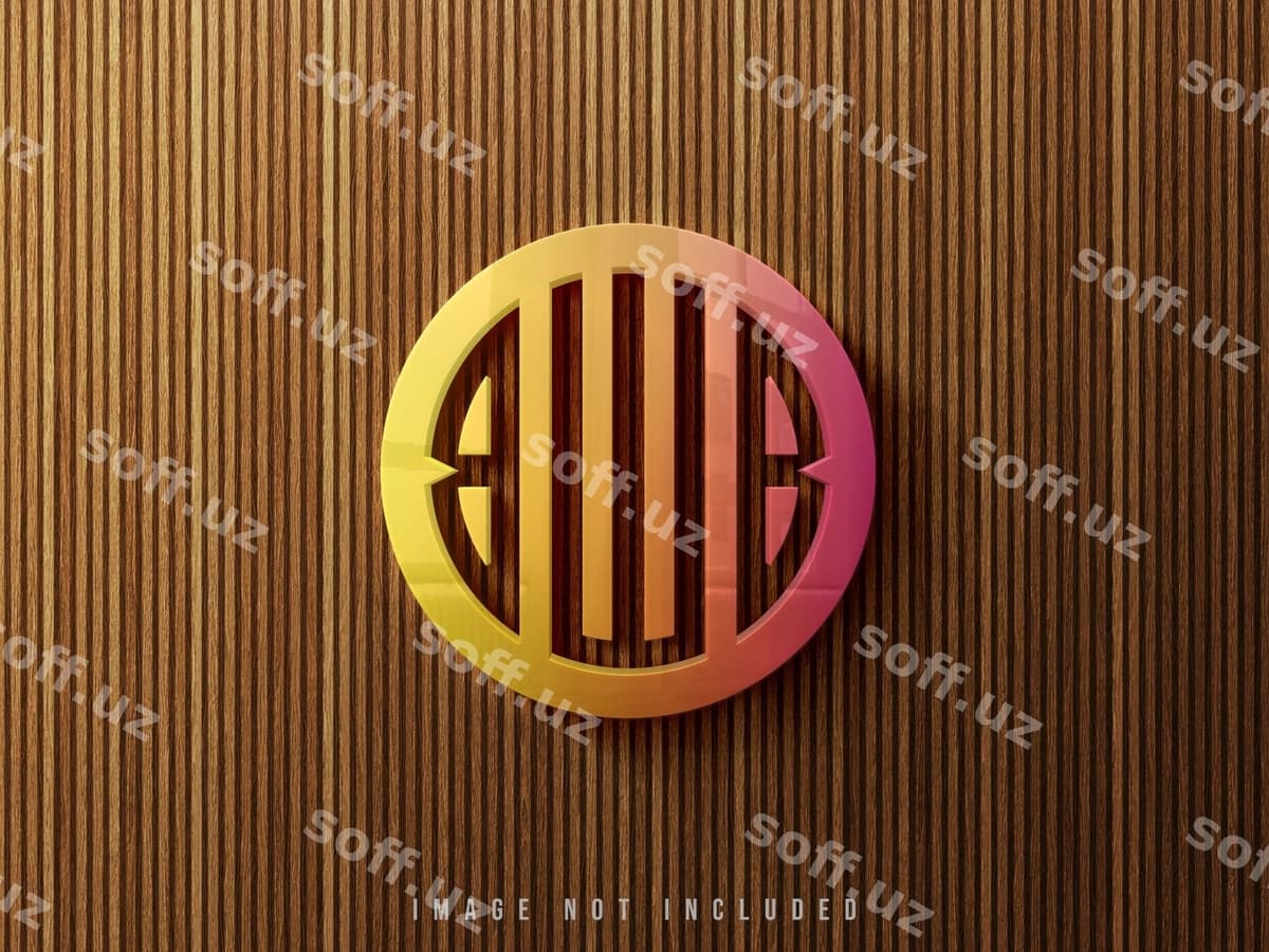 Rangli 3d logo mockup yog'och devor | Colorful 3d logo mockup wood wall
