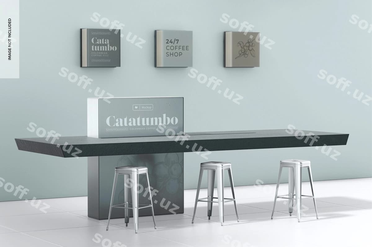 Betoni stol modeli belgi bilan | Concrete table mockup with sign