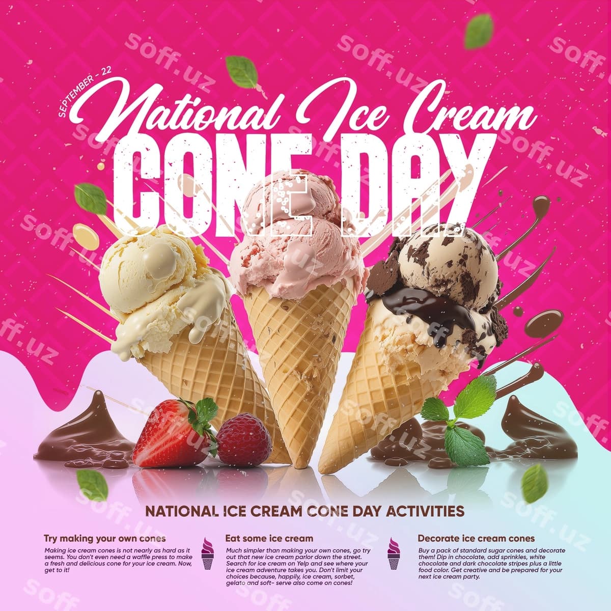 Kon muzqaymoq kun poyezri | Cone ice cream day poster