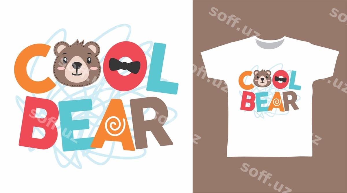 Chiroyli ayiq tipografiyasi futbolka dizayni | Cool bear typography t shirt design