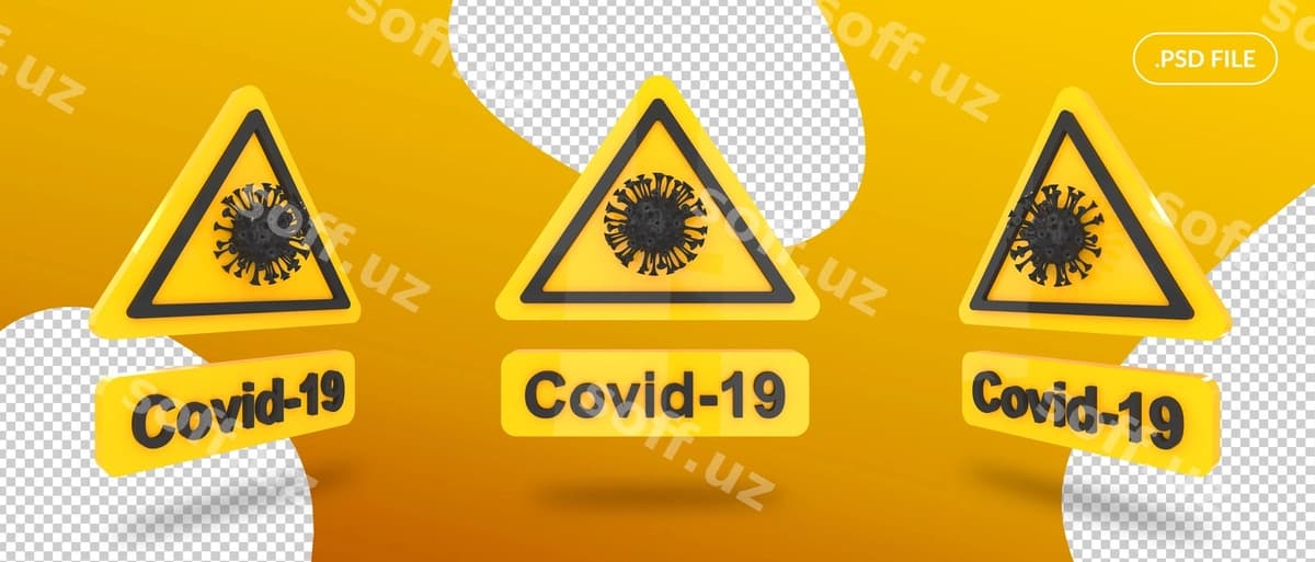 Covid ogohlantirish belgi doskasi isolatsiyalangan | Covid warning sign board isolated