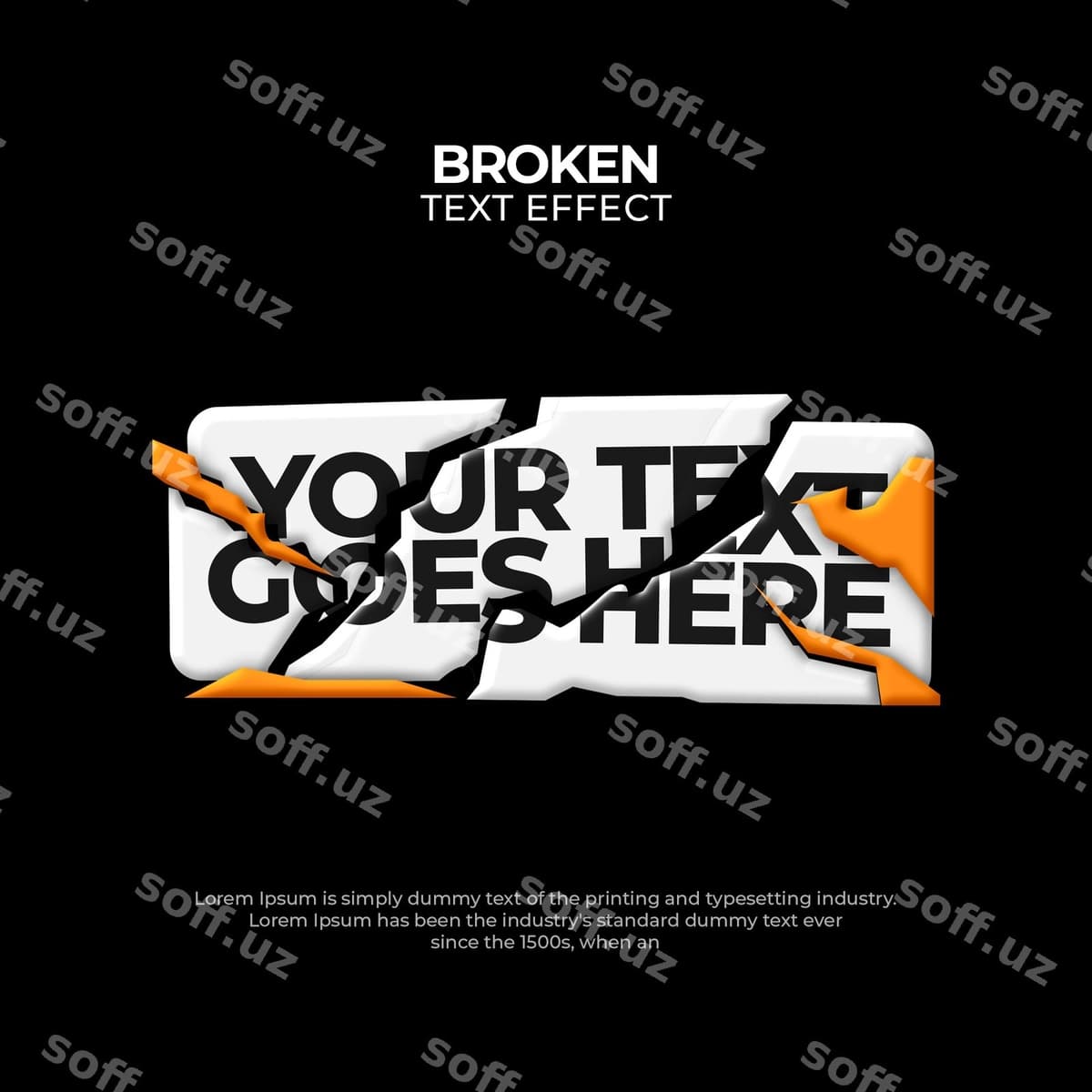 Buzilgan 3D tahrirlanadigan matn effekti | Cracked 3d editable text effect