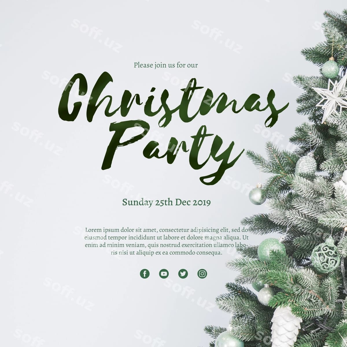 Ijodiy Rojdestvo To'pcha Qop Shabloni | Creative christmas party cover template