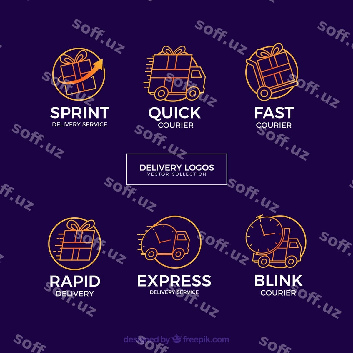 Ijodiy yetkazish logotip shablon to'plami | Creative delivery logo template set