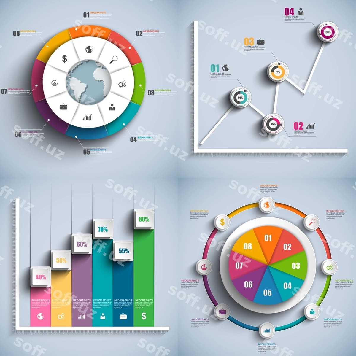 Ijodiy infografika shabloni | Creative infographics template