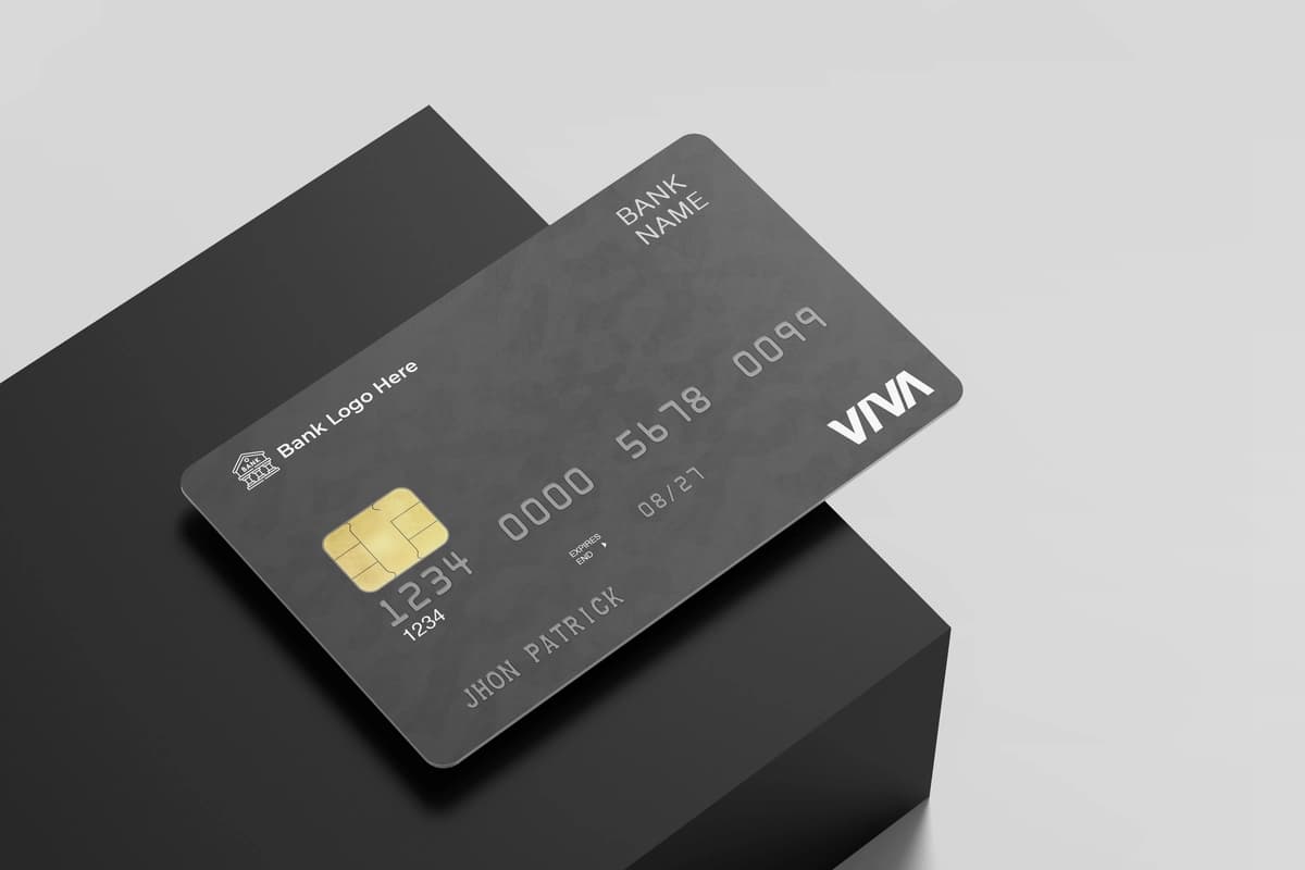 Plastik kredit karta qutisi maketi toza zamonaviy | Plastic credit card box mockup clean modern