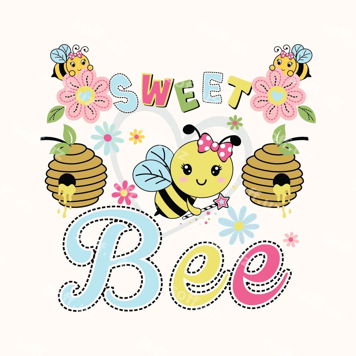Chiroyli chumchuq asalni sevadigan vektor | Cute bee loves honey vector