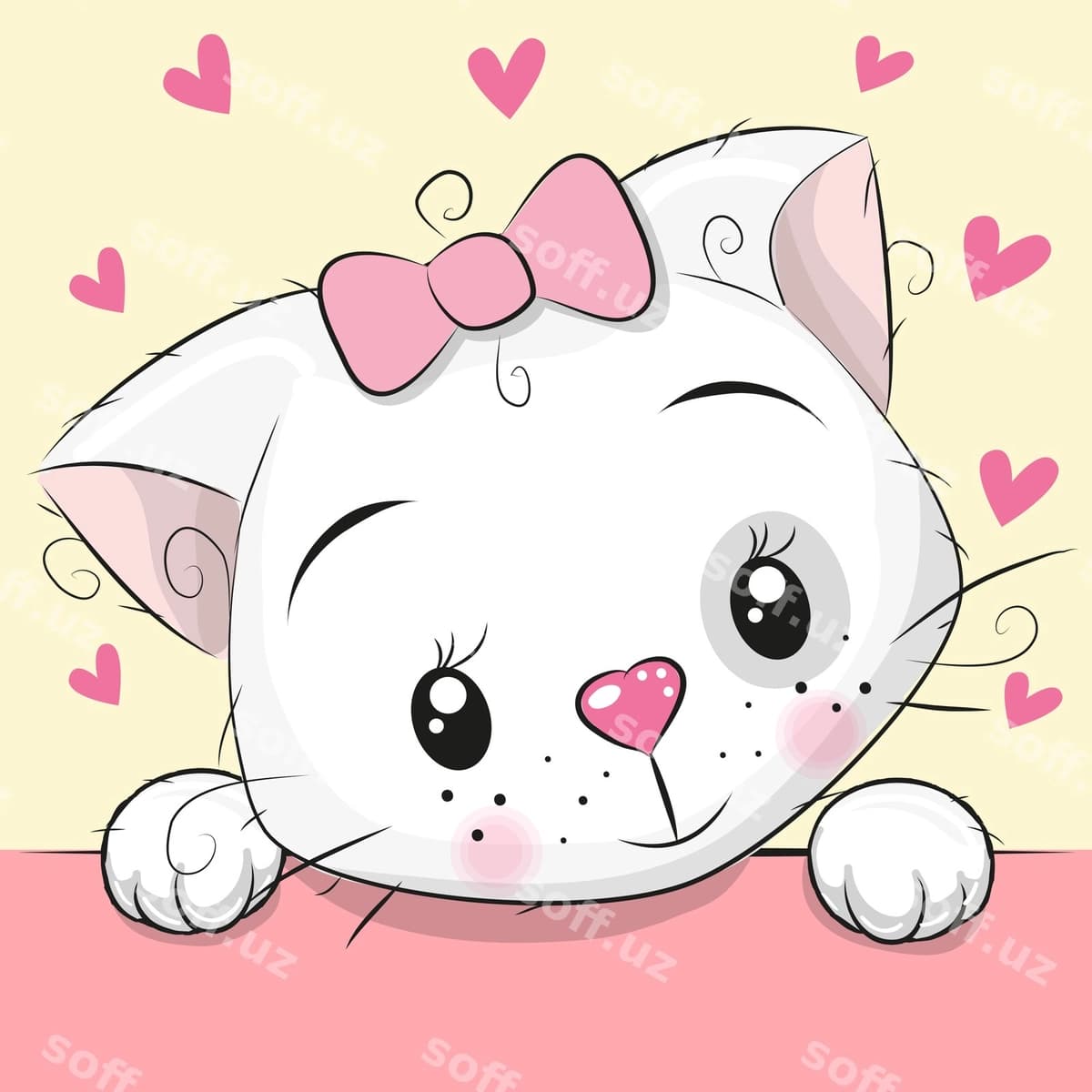 Yurakchalar bilan chiroyli kartun bola‑mushikasi | Cute cartoon kitten with hearts