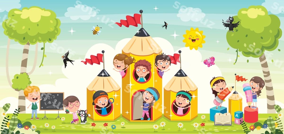 Mavhum tabiatda o'ynayotgan yoqimli bolalar | Cute children playing abstract nature