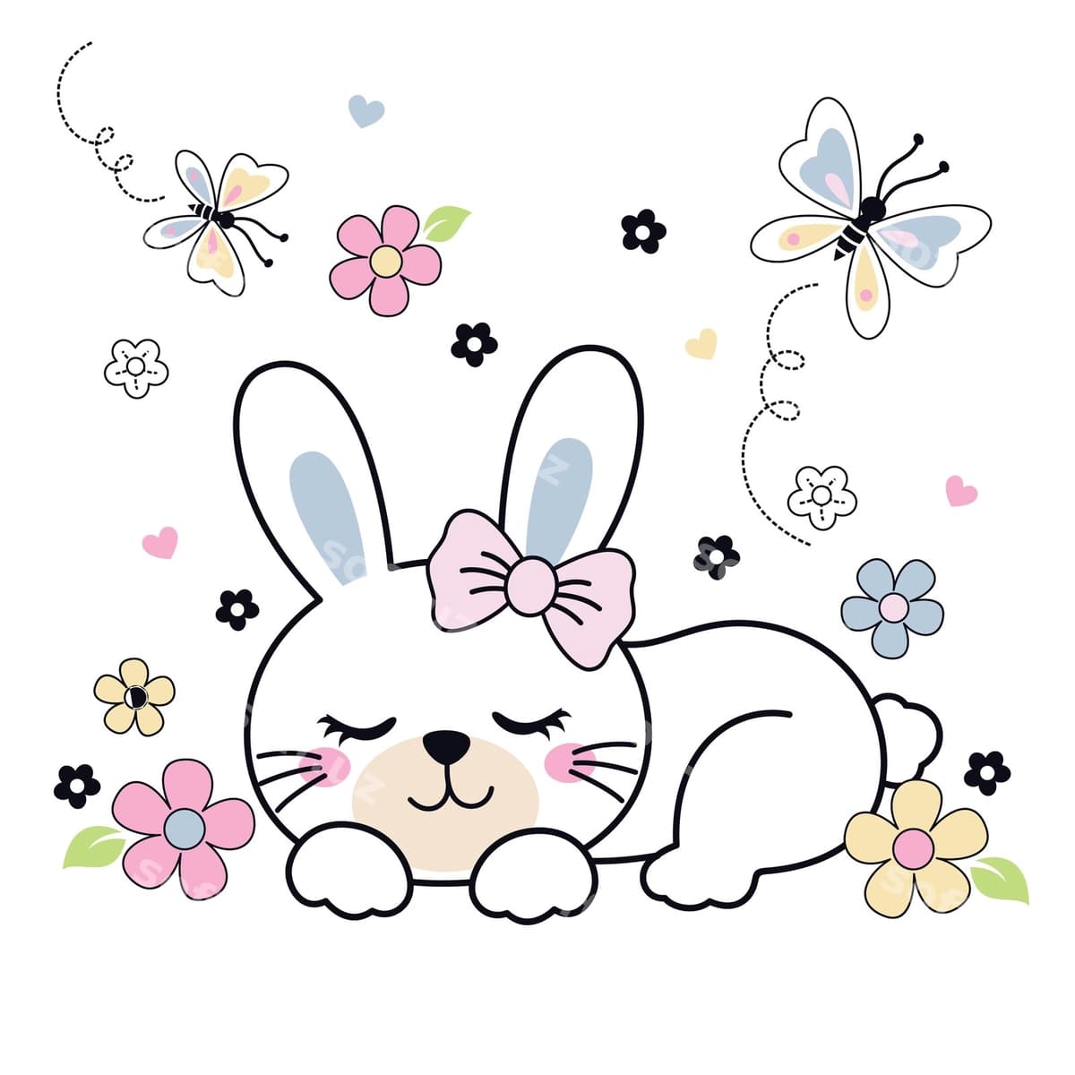 Chiroyli baxtli tulki oyniyotgan vektor | Cute happy bunny playing vector
