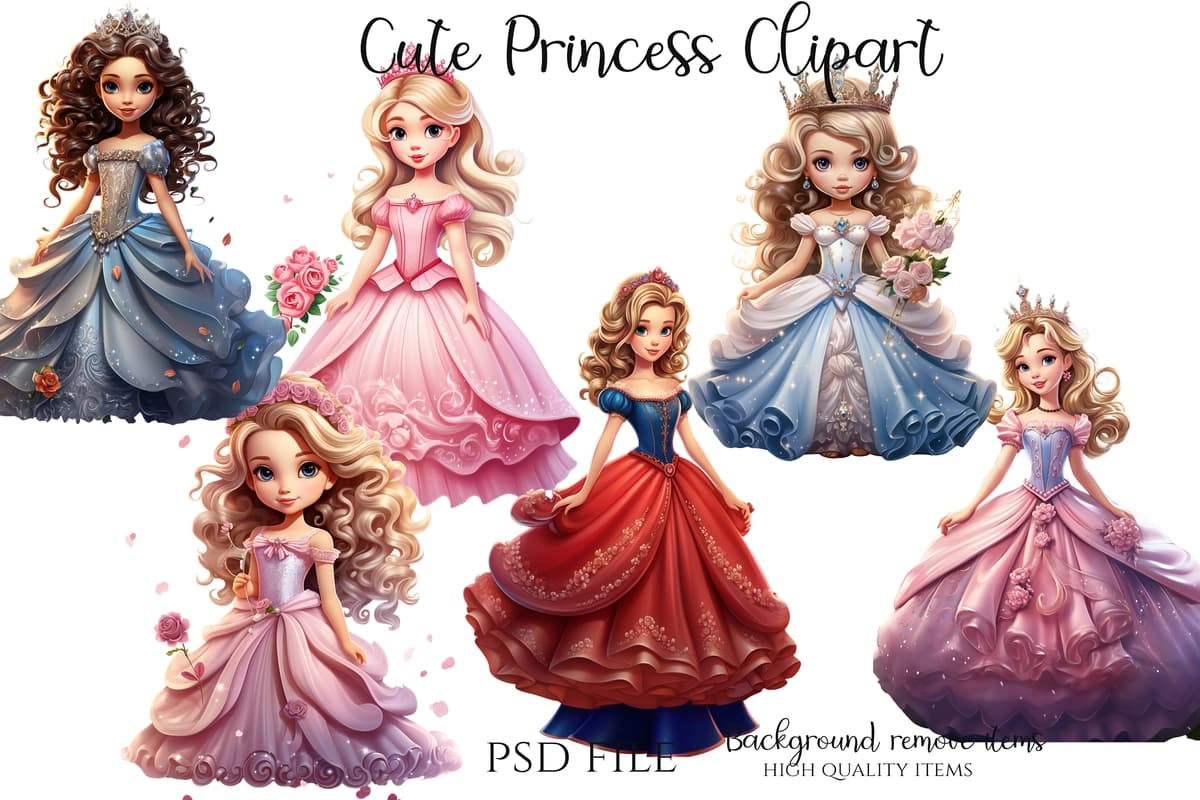 Yoqimli malika kliparti | Cute princess clipart