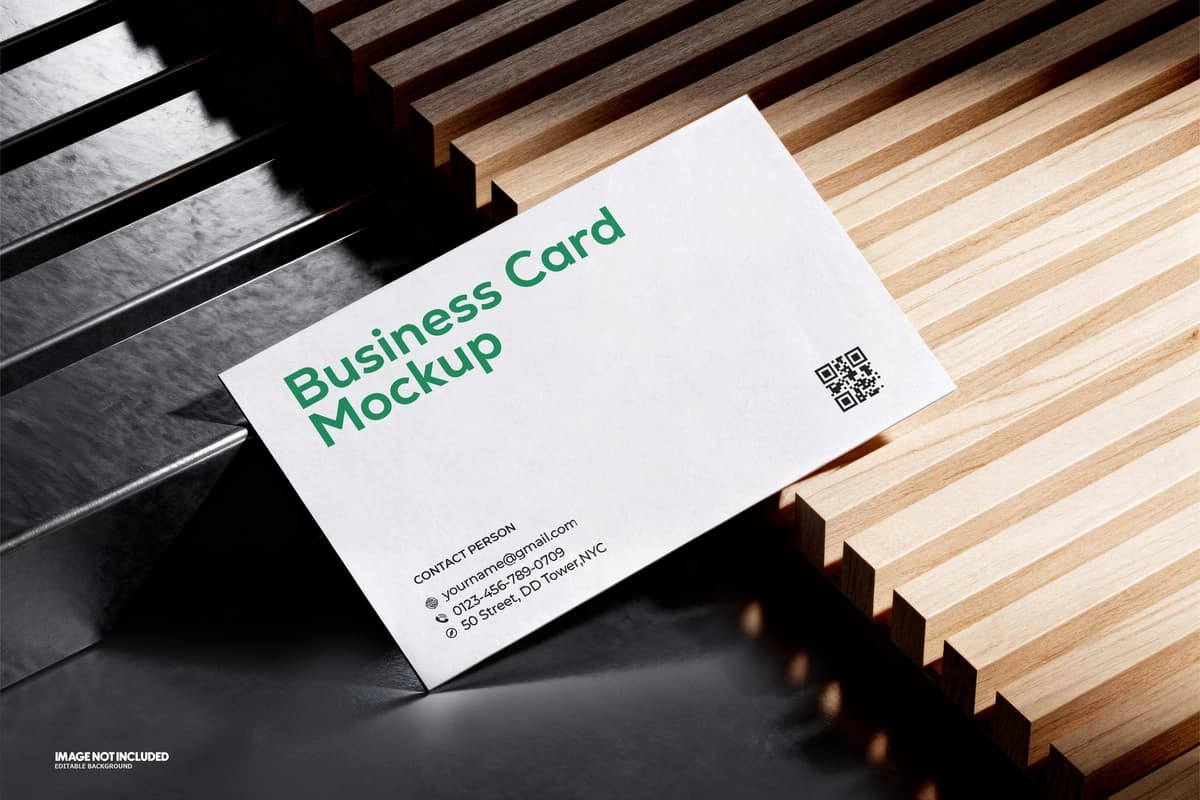 Minimal fon bilan tashrif qog'ozi maketi | Business card mockup with minimal background