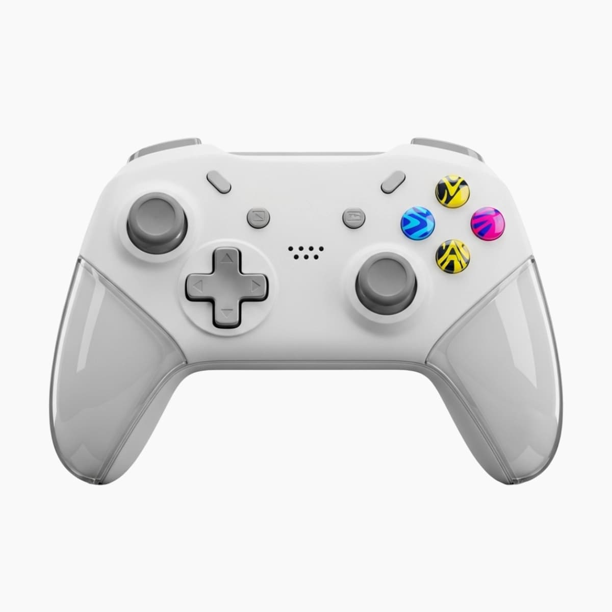 Oq simsiz o'yin boshqaruvchisi oq izolyatsiyalangan | White wireless gaming controller isolated white