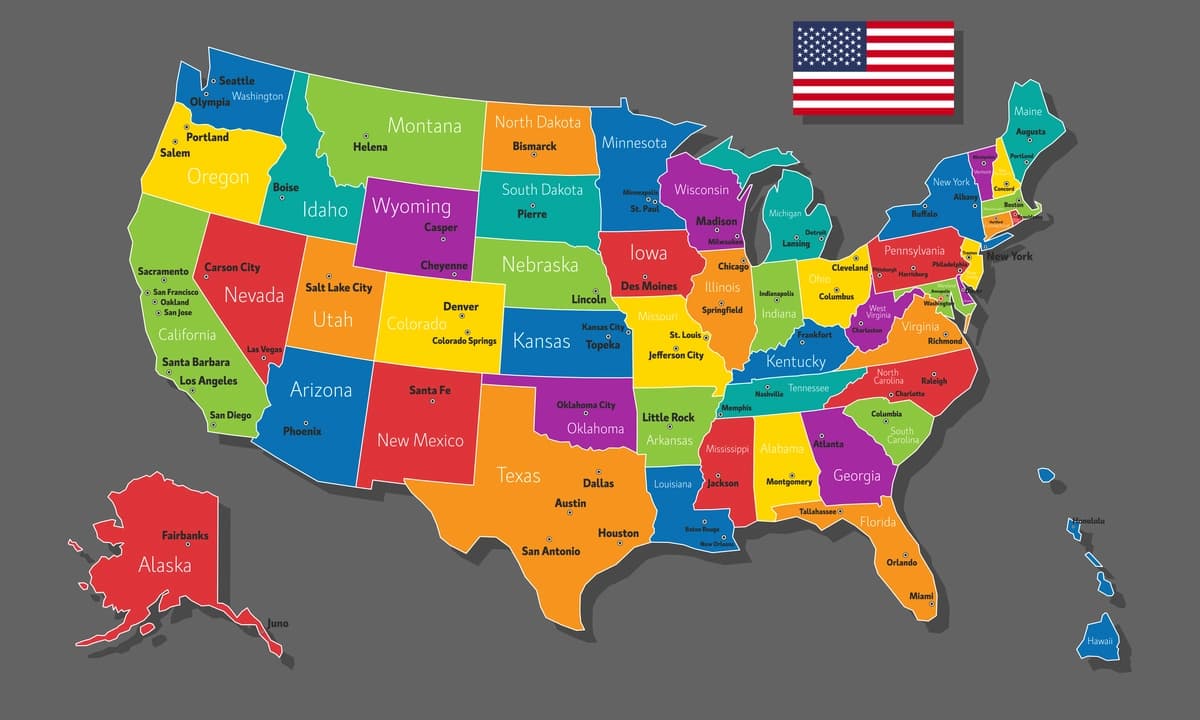 AQSh vektor xaritasi | Vector map usa