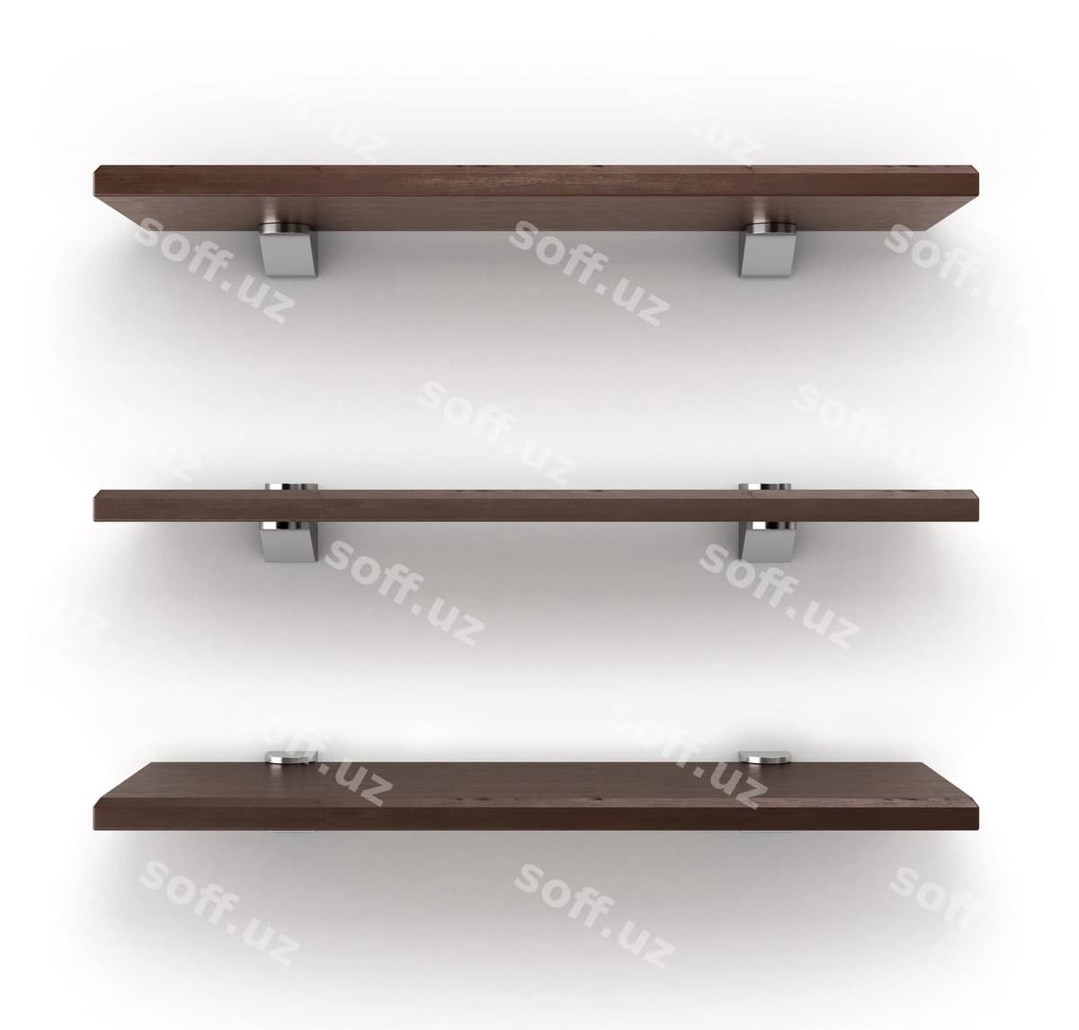 To'q rangli yog'och javonlar oq rangda | Darck wooden shelves isolated white