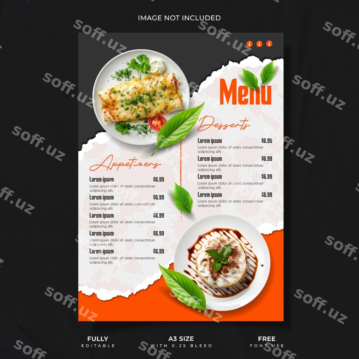 Mazali ovqatlar menyusi шаблони | Delicious food menu template