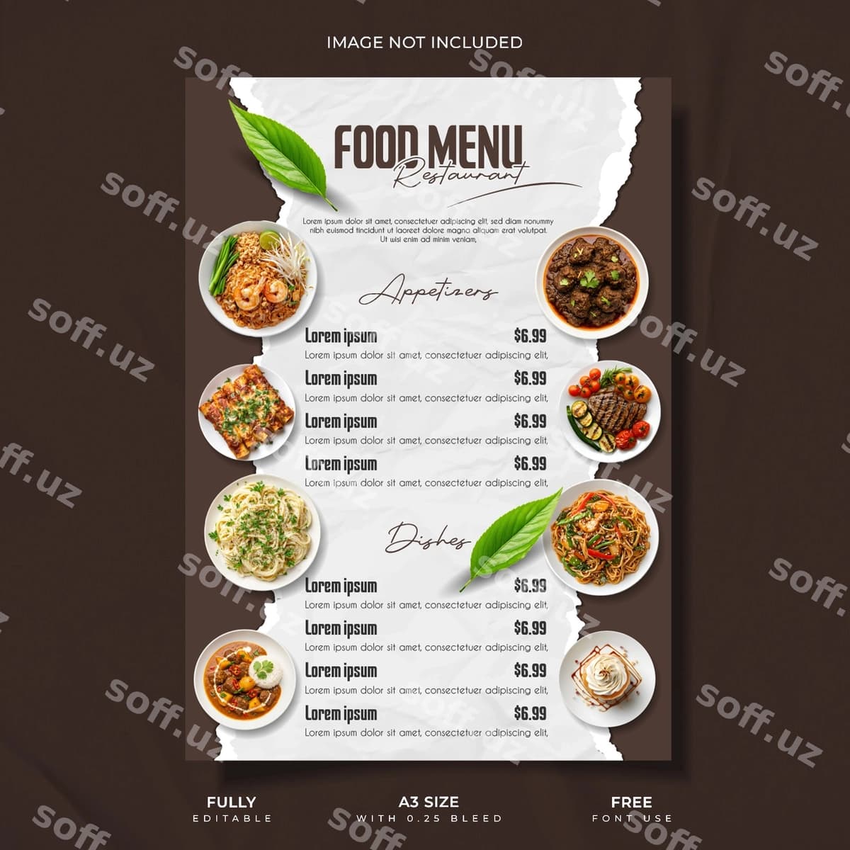 Mazali ovqatlar menyu shabloni | Delicious food menu template