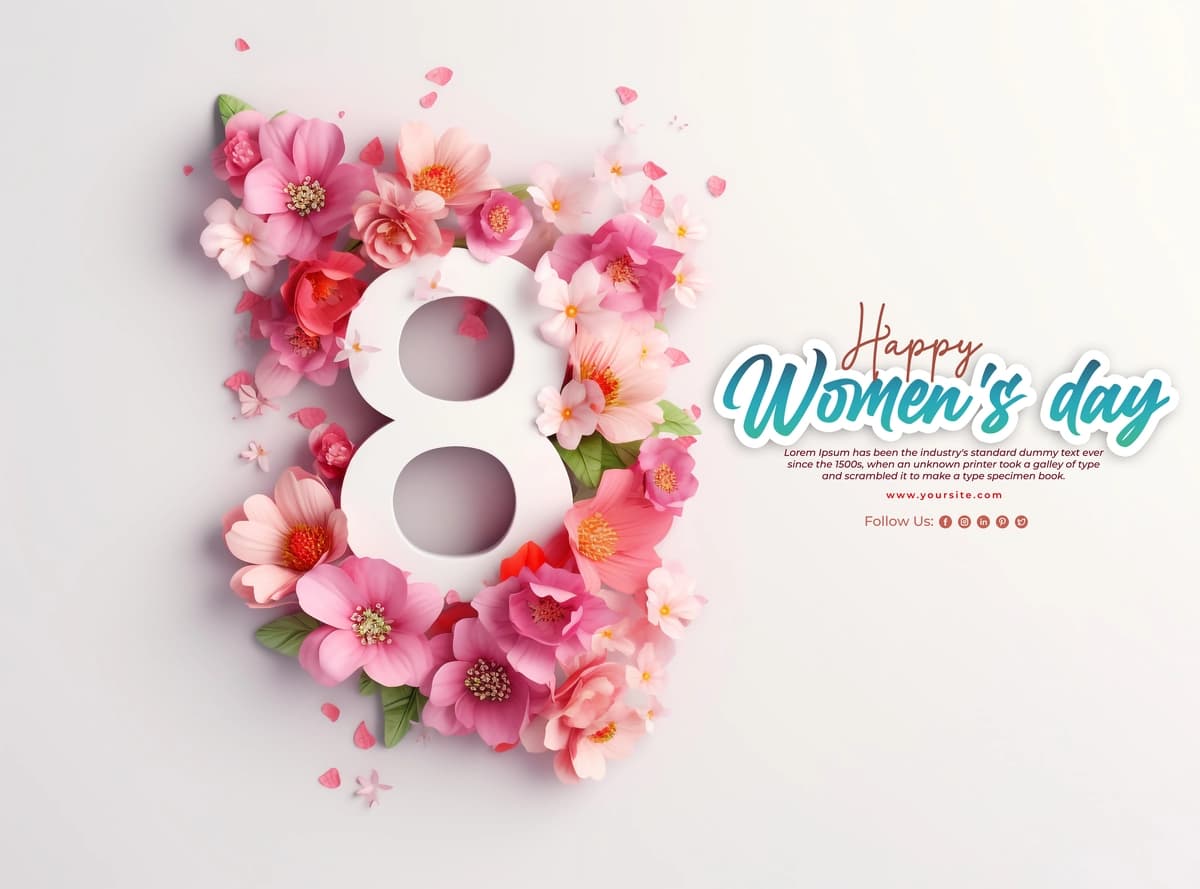 Xalqaro xotin-qizlar kuni ijtimoiy media post dizayni ai tomonidan yaratilgan | International womens day social media post design made by ai