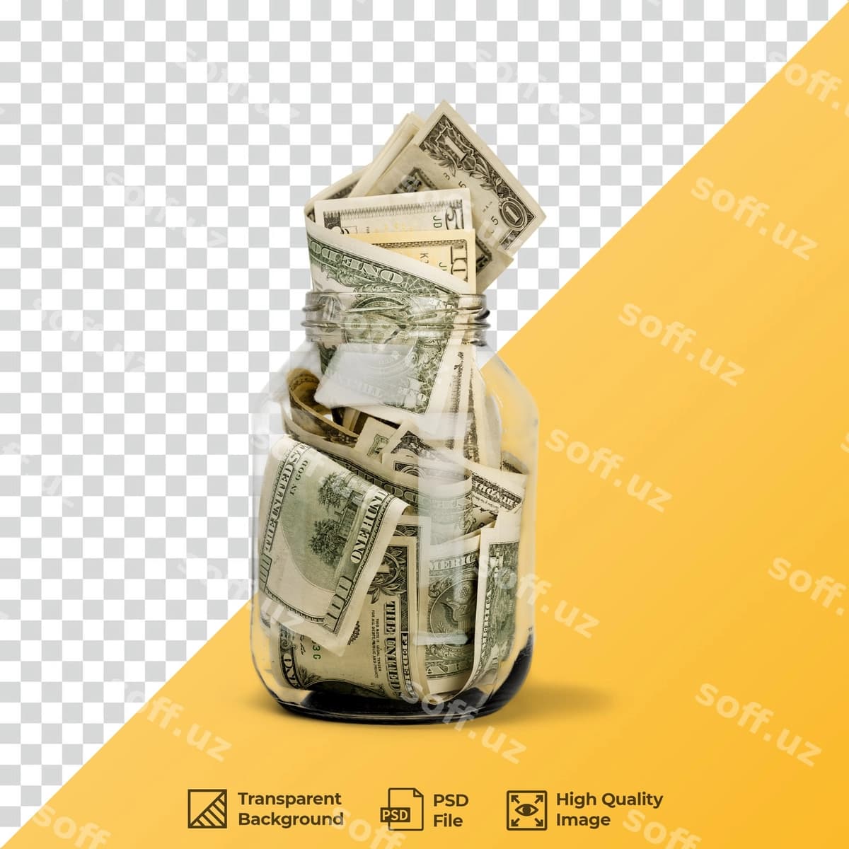Dollarlik shisha banka | Dollar bill glass jar