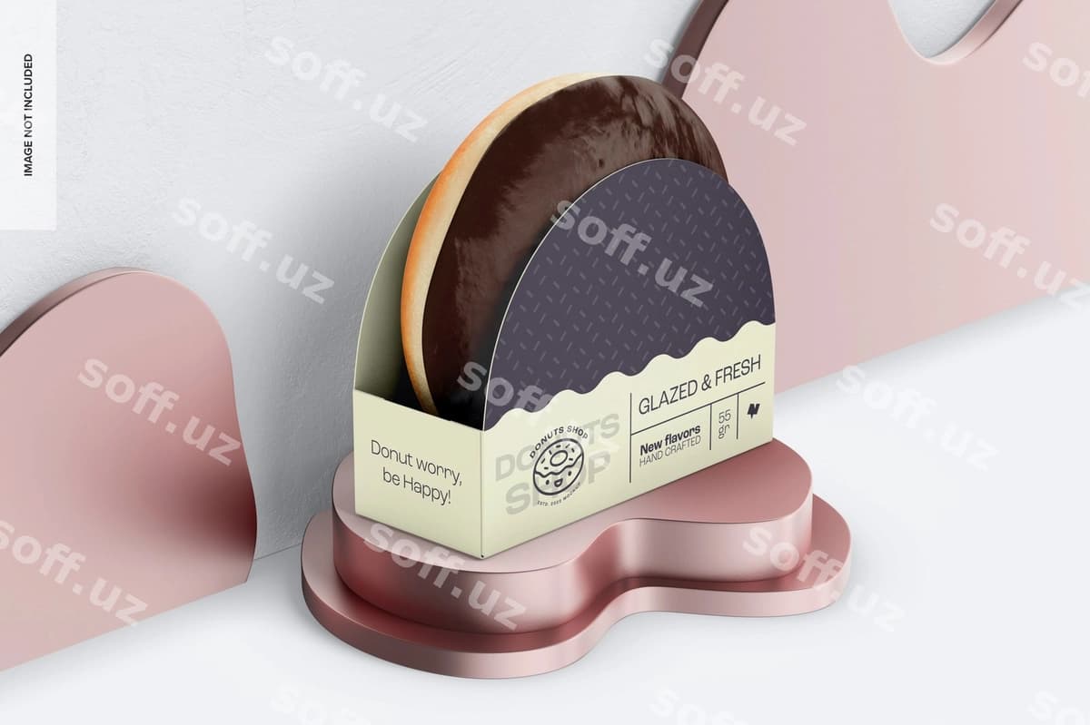 Donut qog'oz qutisi namuna perspektivasi | Donut paper box mockup perspective