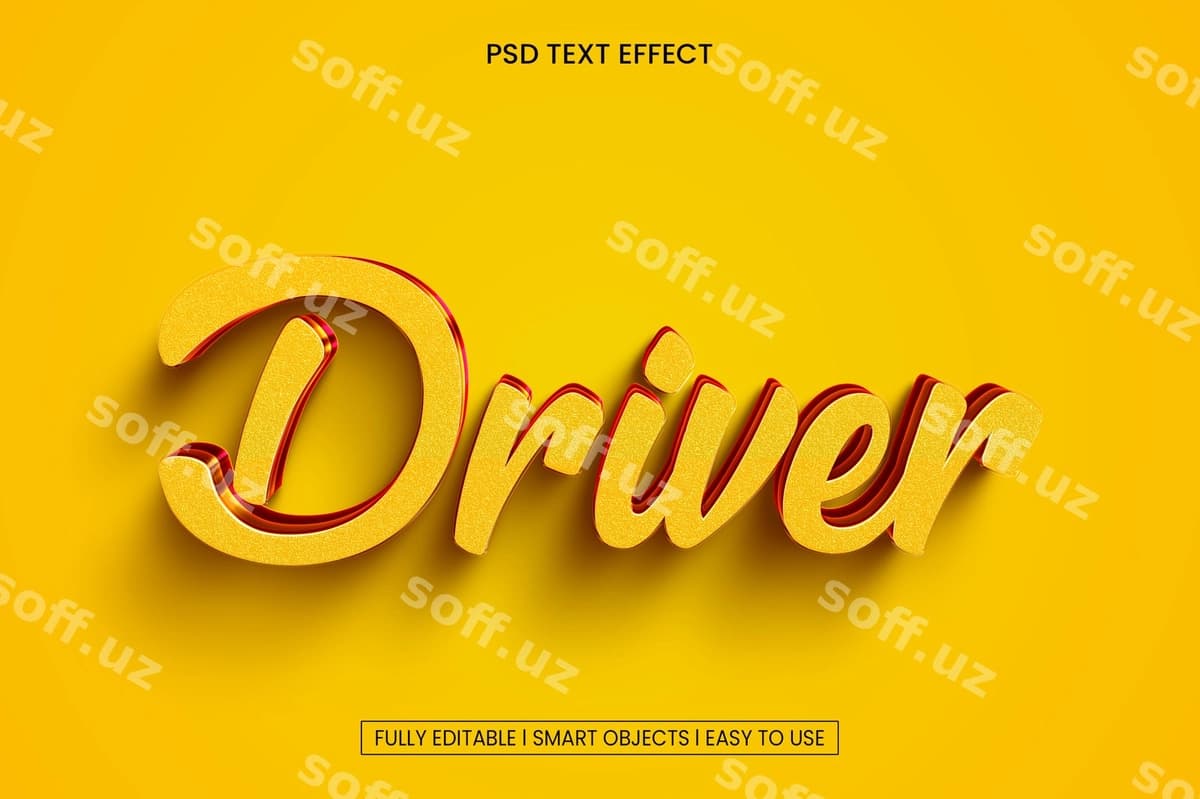 Driver 3o uslubdagi matn effekti | Driver 3d style text effect