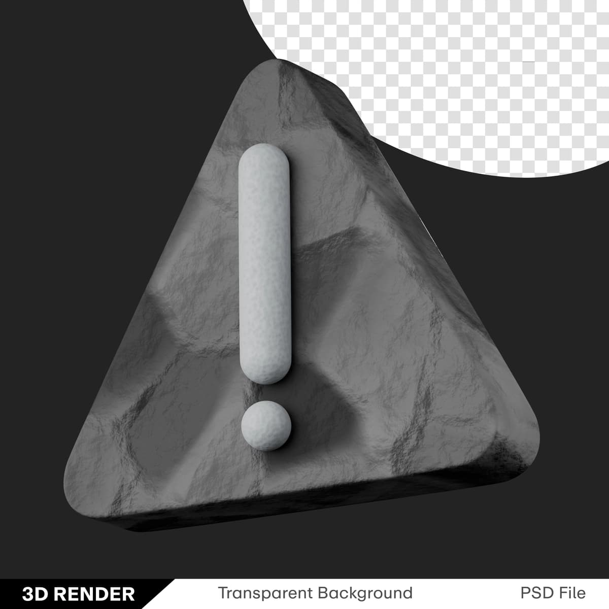 Undov belgisi tosh 3d png shaffof tasvir | Exclamation mark stone 3d png transparent image