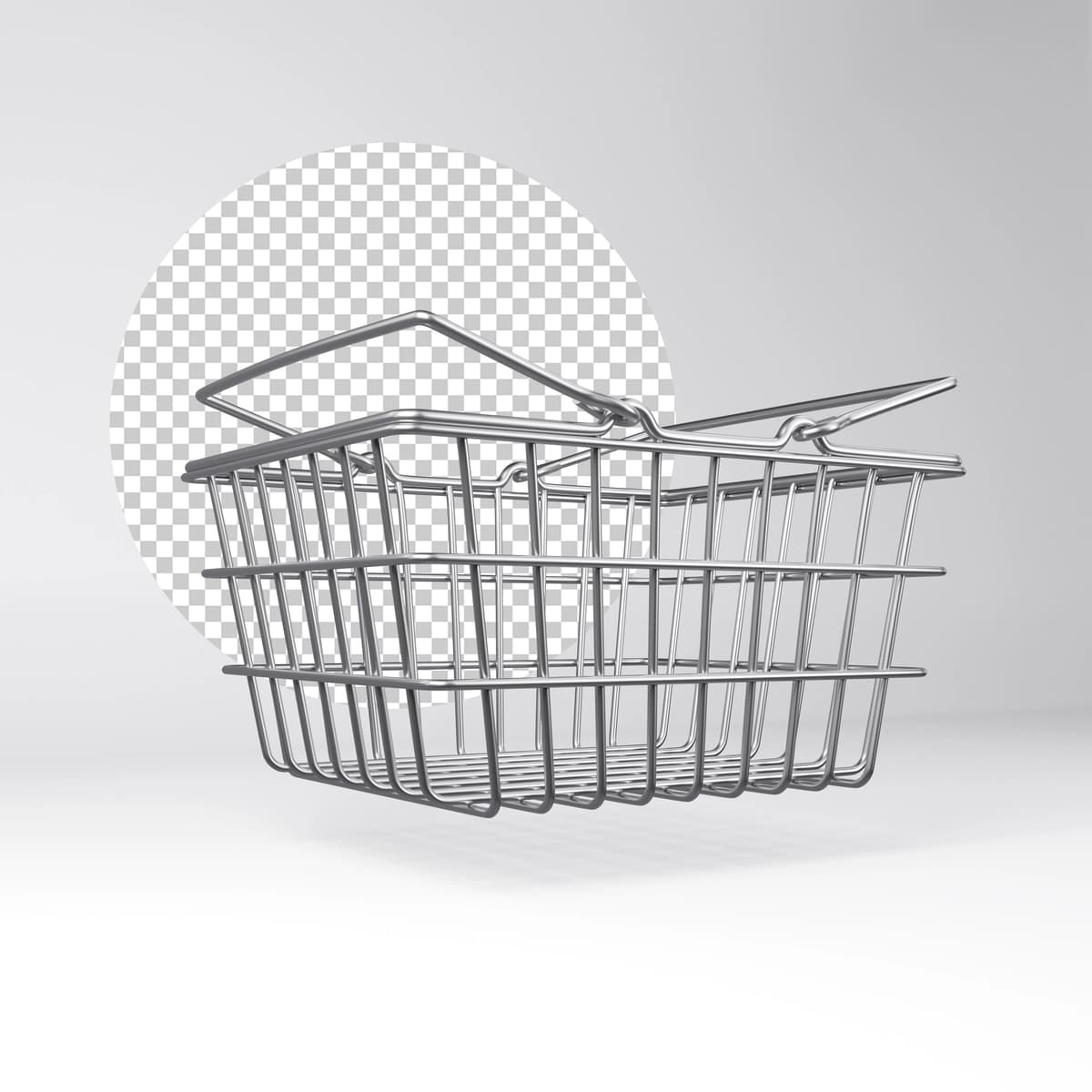 Zamonaviy simli xarid qilish savatchasi displeyi | Modern wire shopping basket display