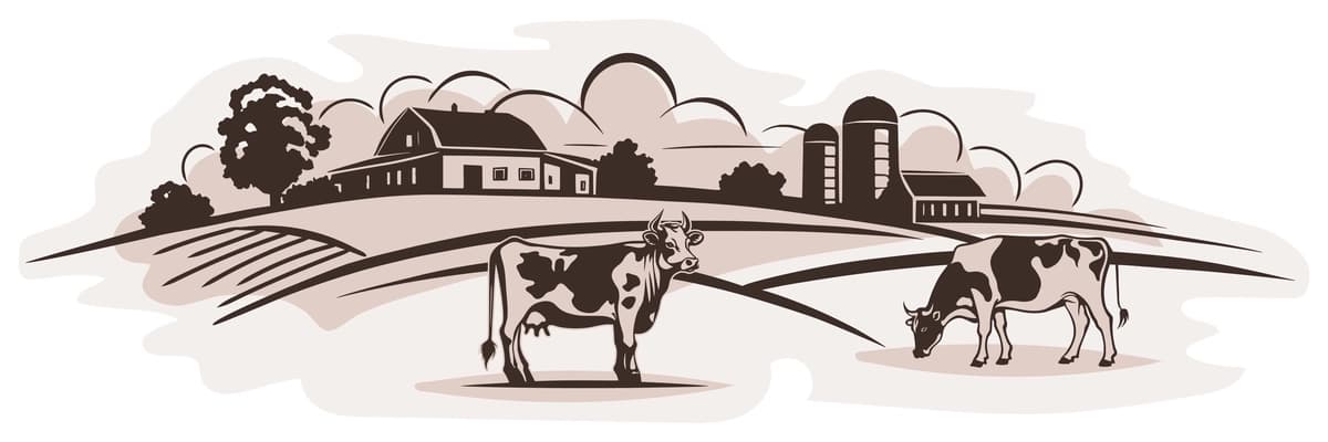 O'tloq fonida qishloq landshaftini o'tlayotgan sigirlarning eskizini | Sketch cows grazing meadow background rural landscape