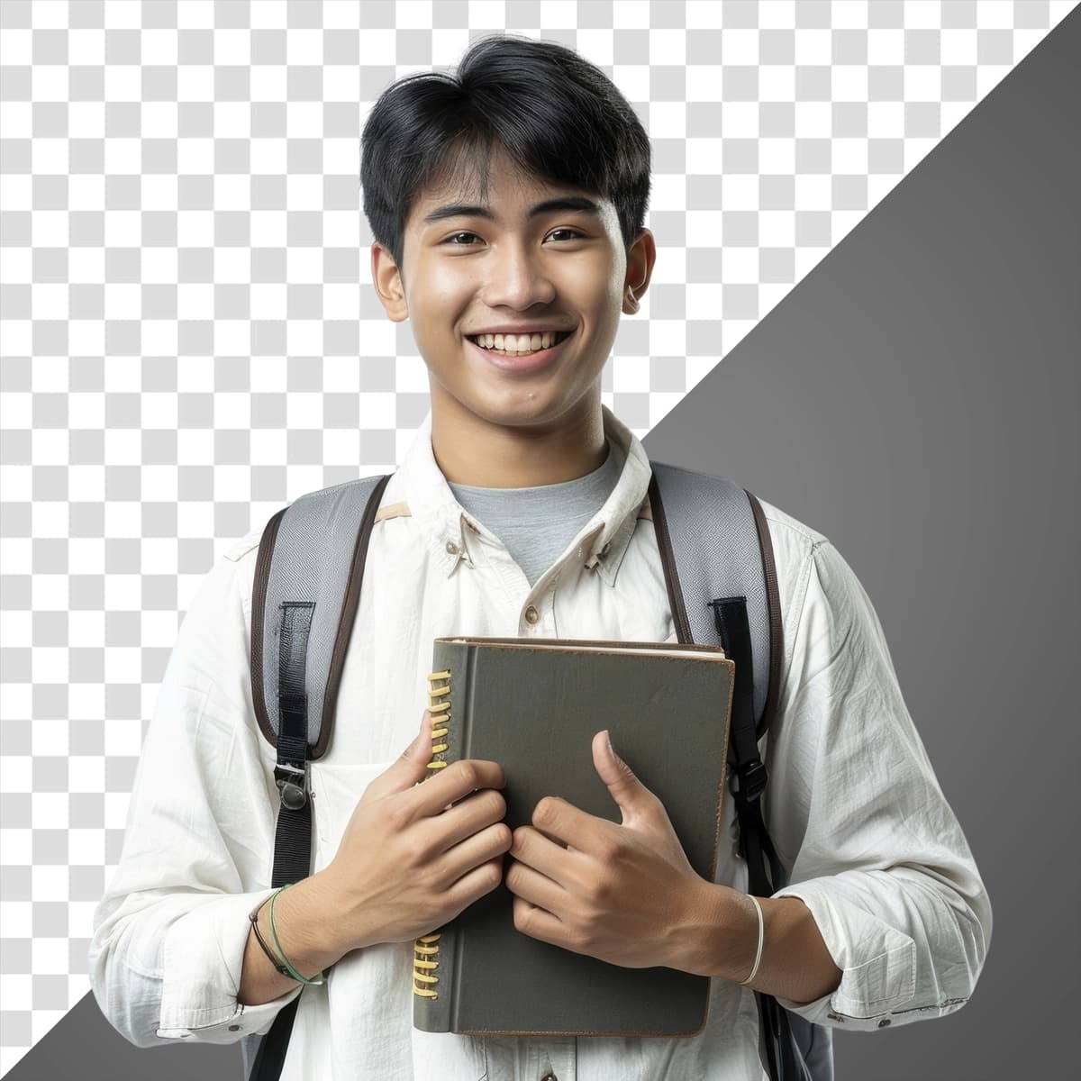 Png yosh tay yigit ryukzak talaba baxtli | Png young thai man backpack student happy