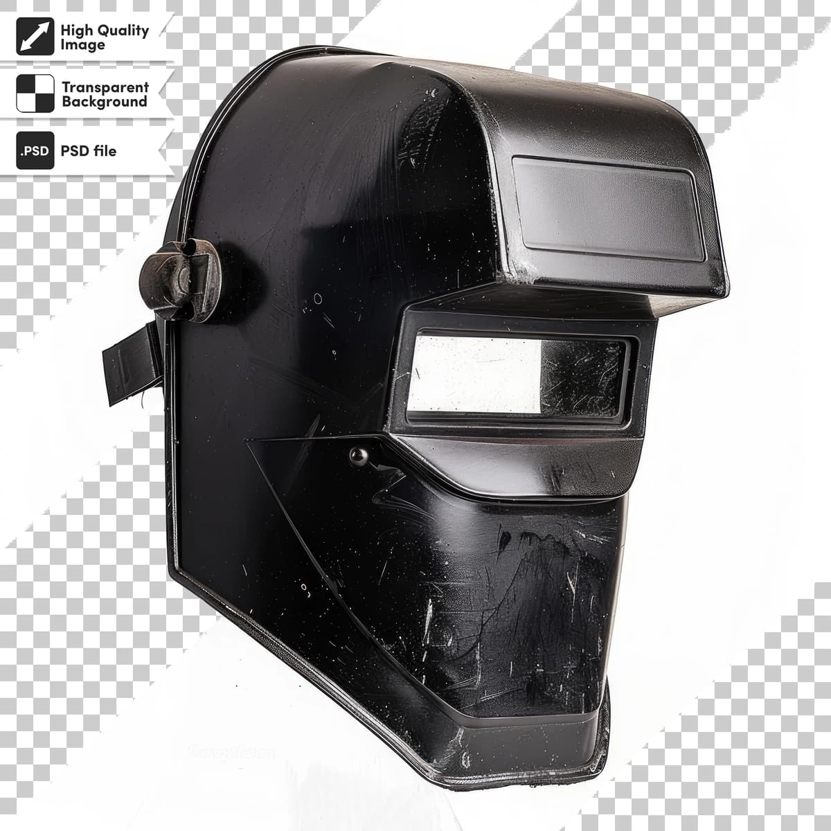 Yo‘q degan qora yorliqli qora dubulg‘a | Black helmet with black label that says no it