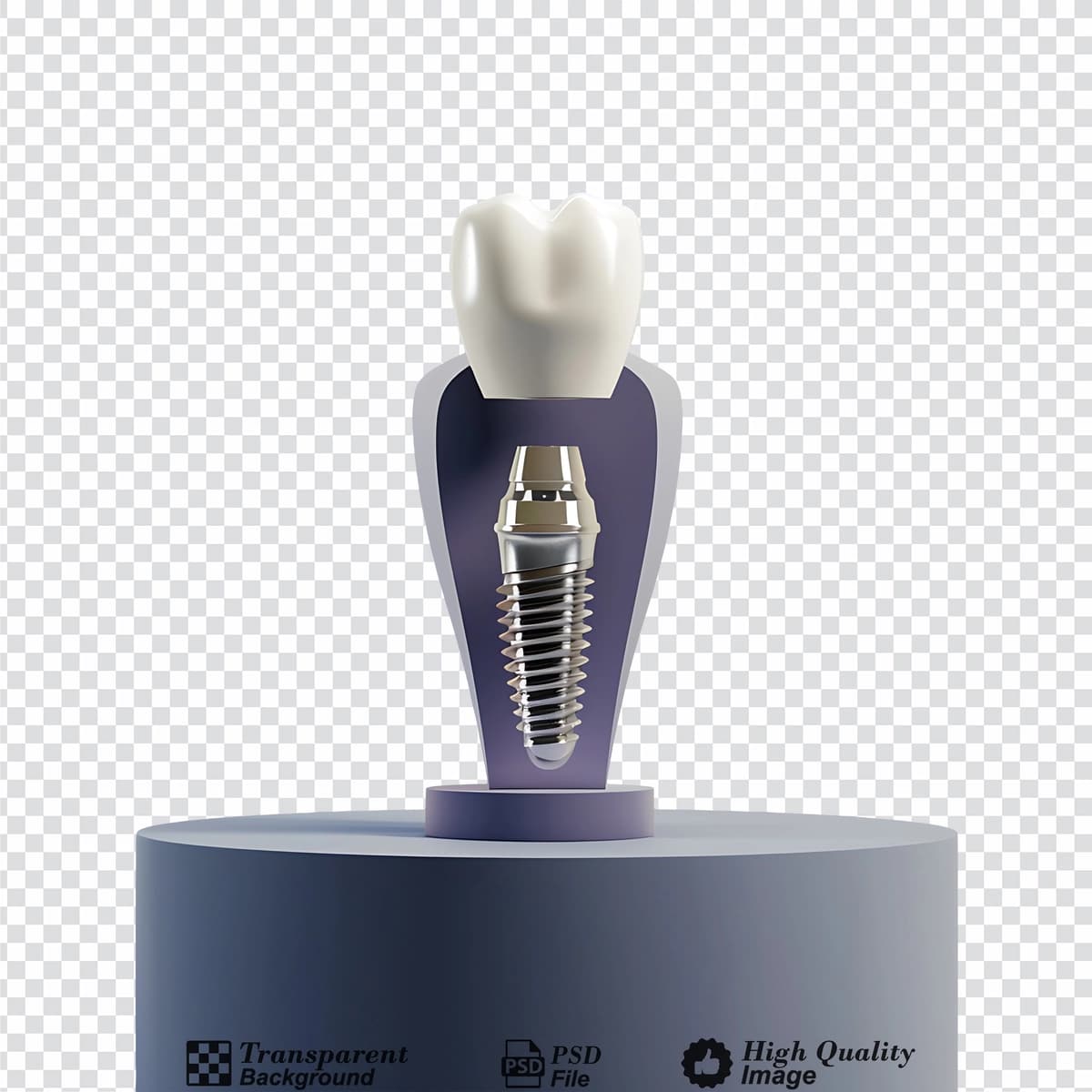 Mockup dental implant podium izolyatsiya qilingan shaffof fon | Mockup dental implant podium isolated transparent background