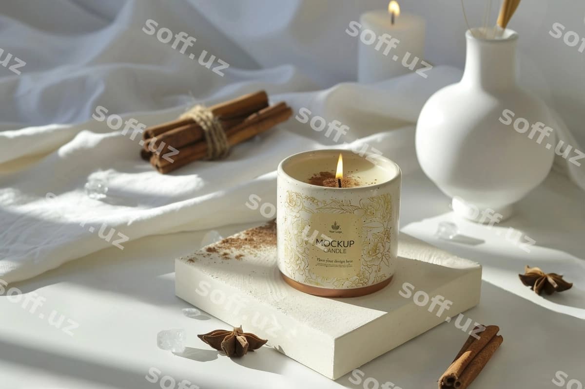 Elegant shamol logotipi mockup | Elegant candle logo mockup