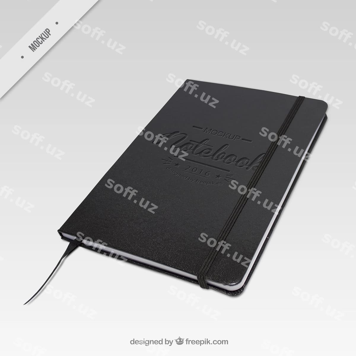 Elegant qora daftar namunasi | Elegant dark notebook mockup