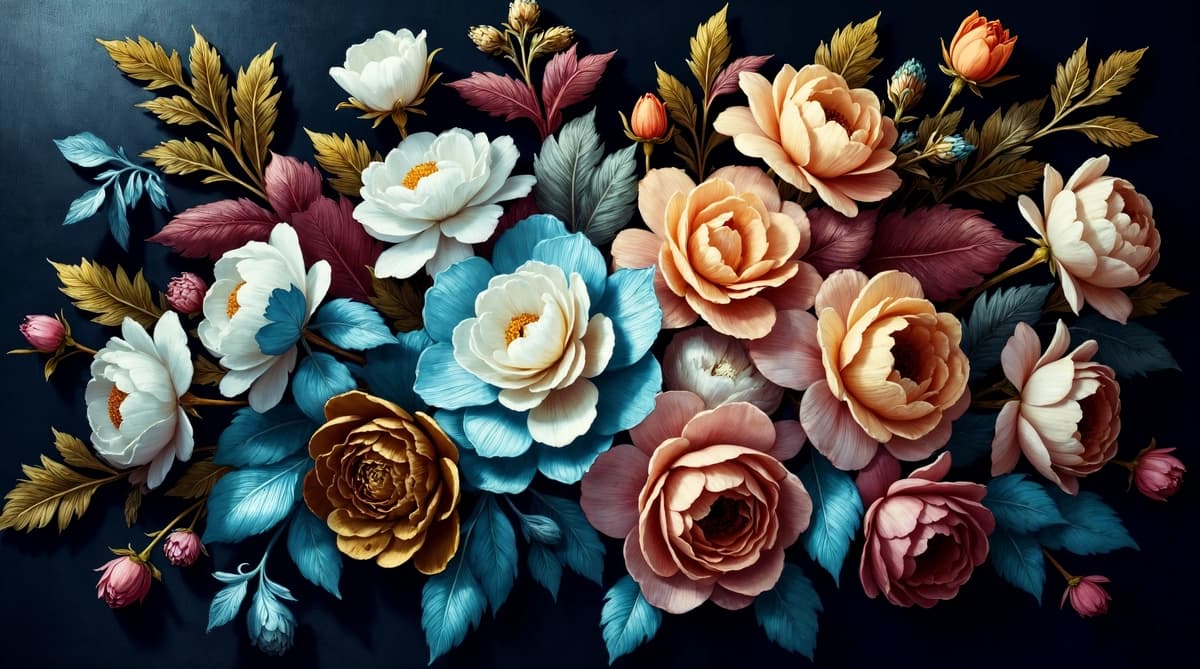 To'q fonda nafis guldasta | Elegant floral bouquet dark background