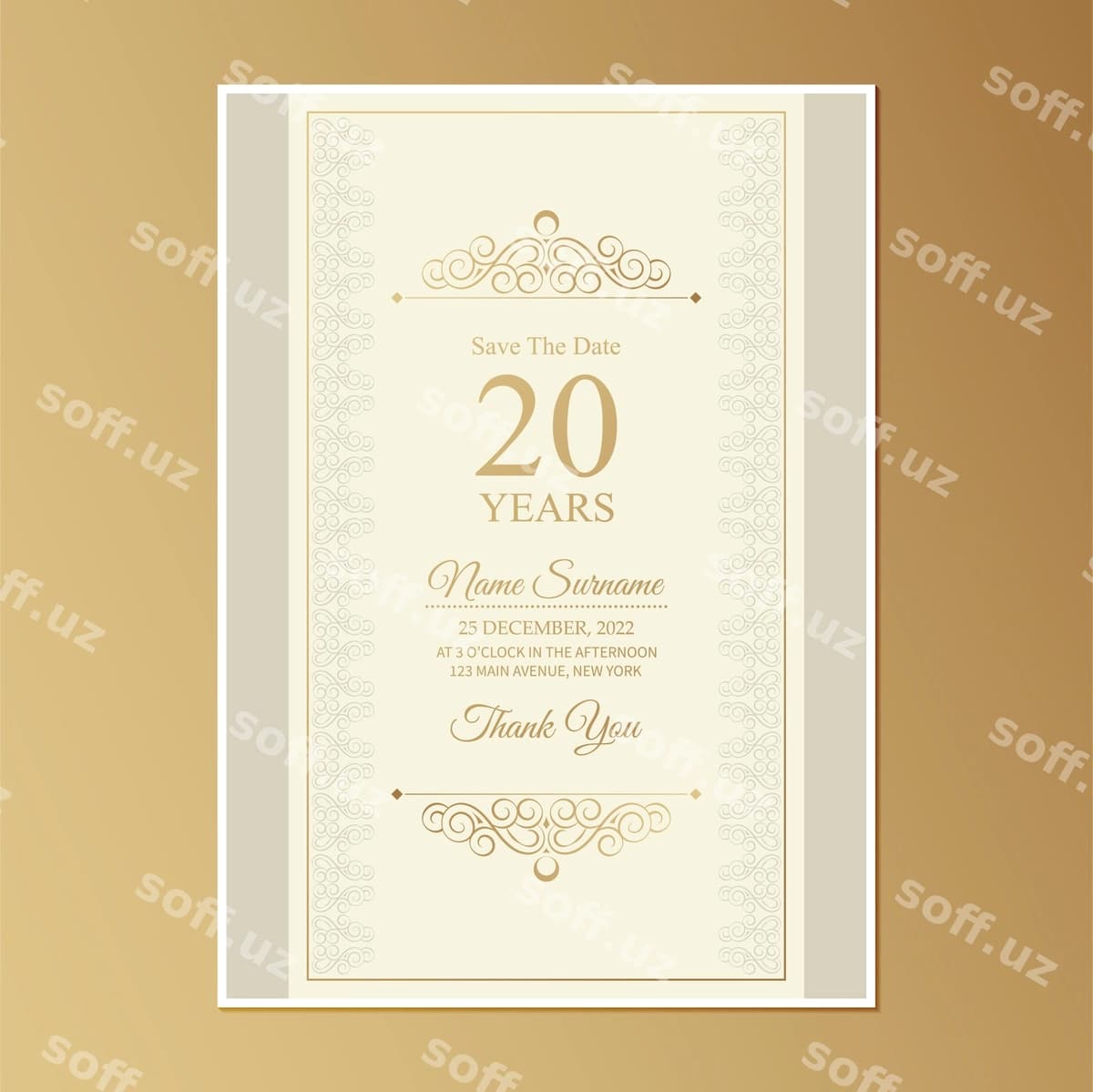 Chiroyli oltin tug'ilgan kun taklifnoma shabloni | Elegant gold birthday invitation template