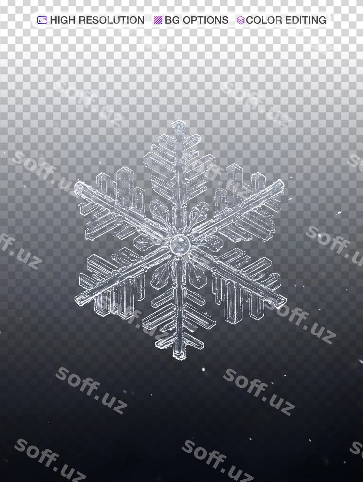 Elegant qor basketi qorong'iq minimal orqa fonda | Elegant snowflake dark minimal background