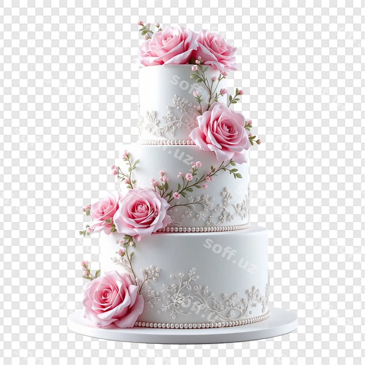 Chiroyli uch qatlamli turmali tort | Elegant threelayered wedding cake