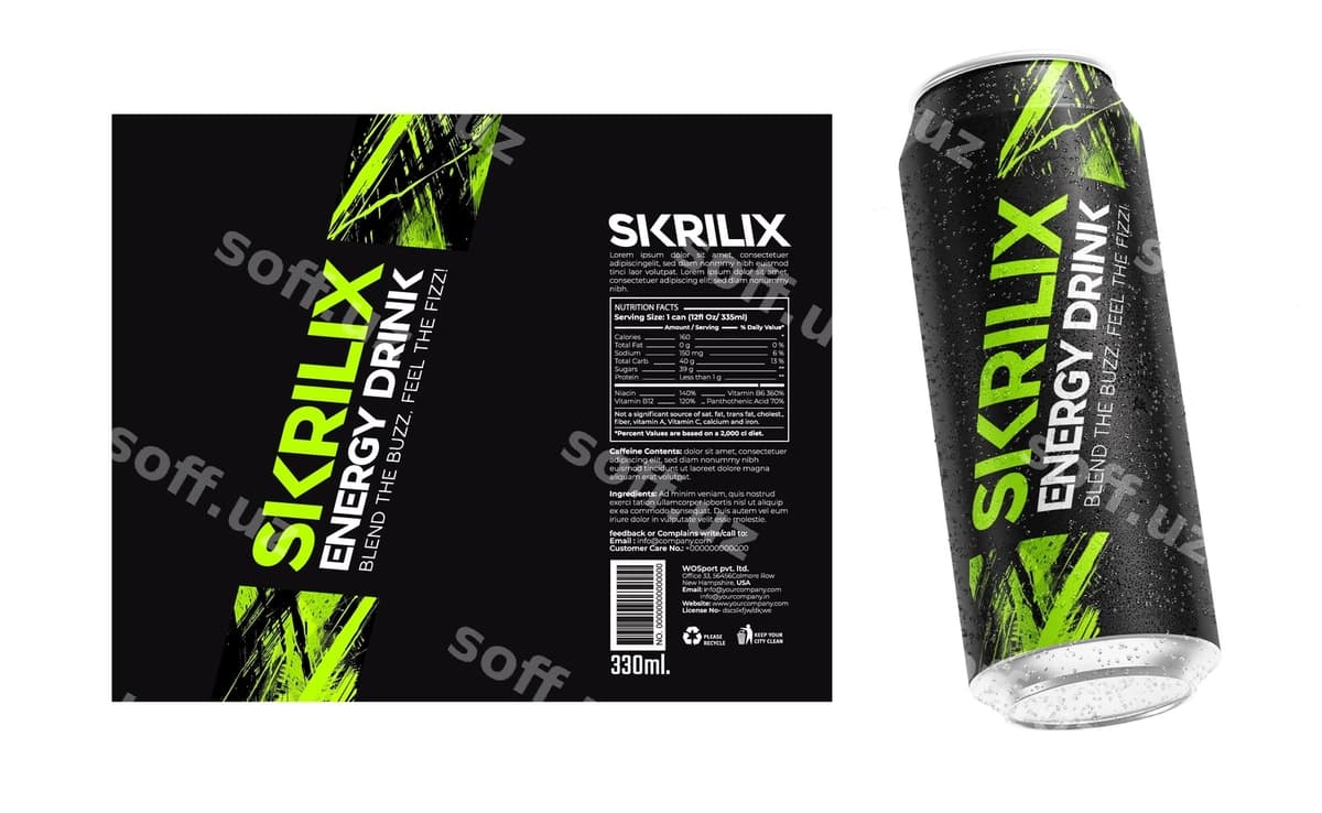 Energiya ichimligi premium qadoqlash | Energy drink premium packaging
