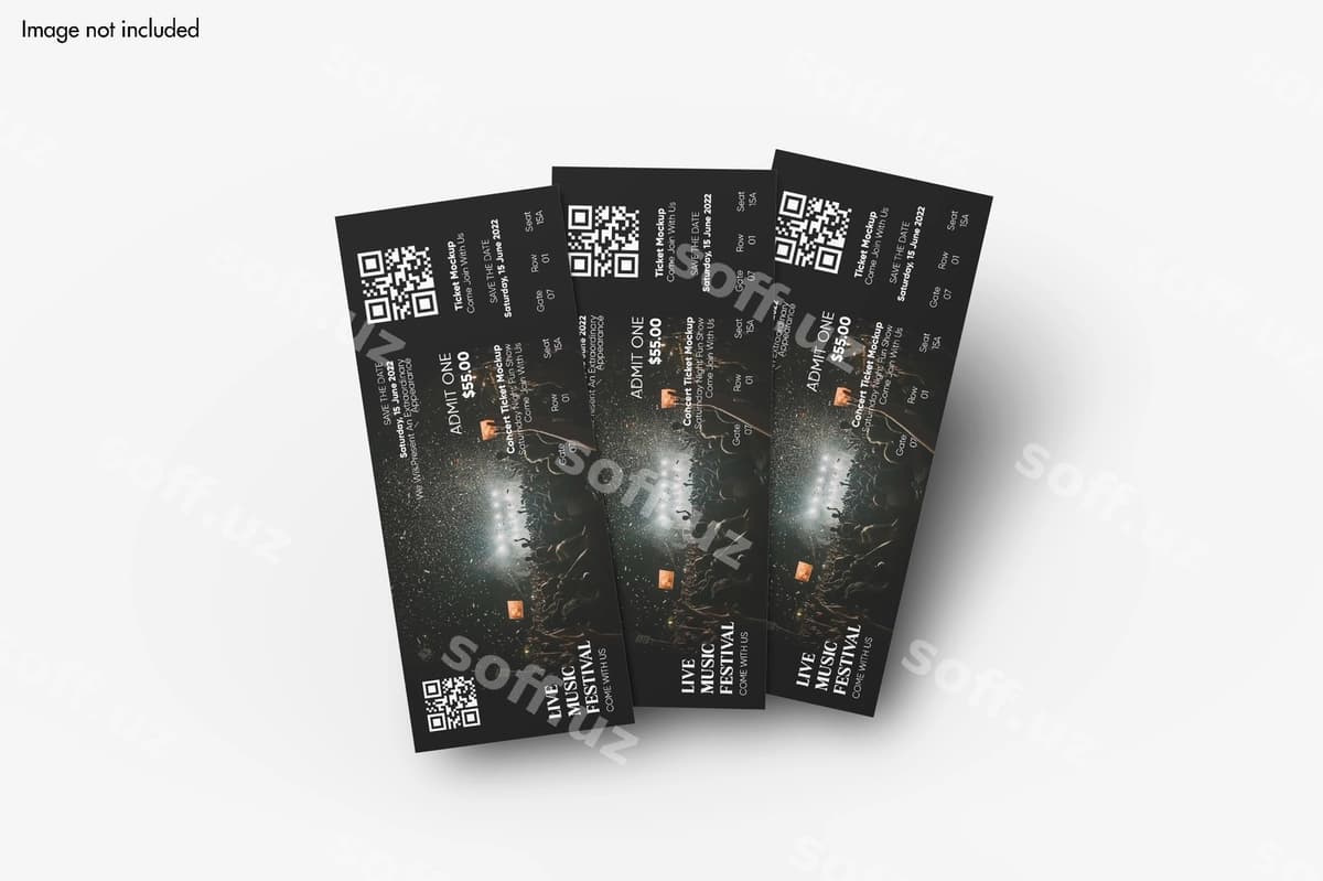 Tadbir chipta namunasi | Event ticket mockup