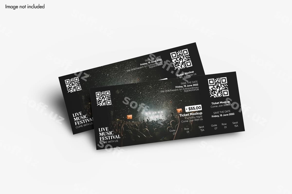 Sovuq chipta prototipi | Event ticket mockup