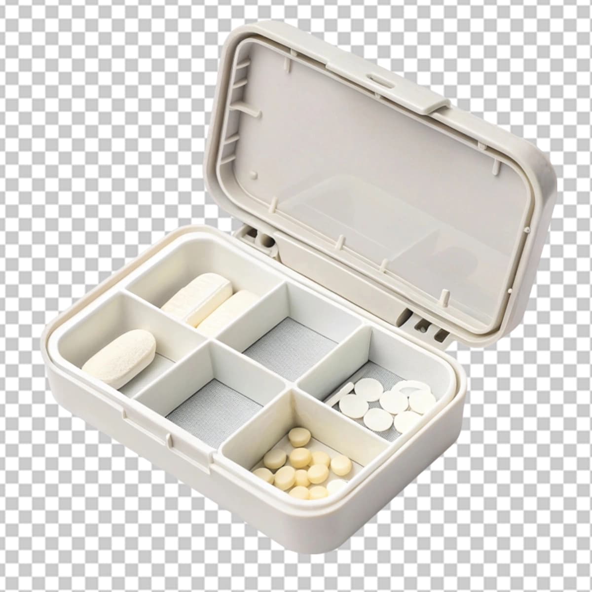 Natyurmort tabletkalari qutisi ajratilgan shaffof fon | Still life pill box isolated transparent background