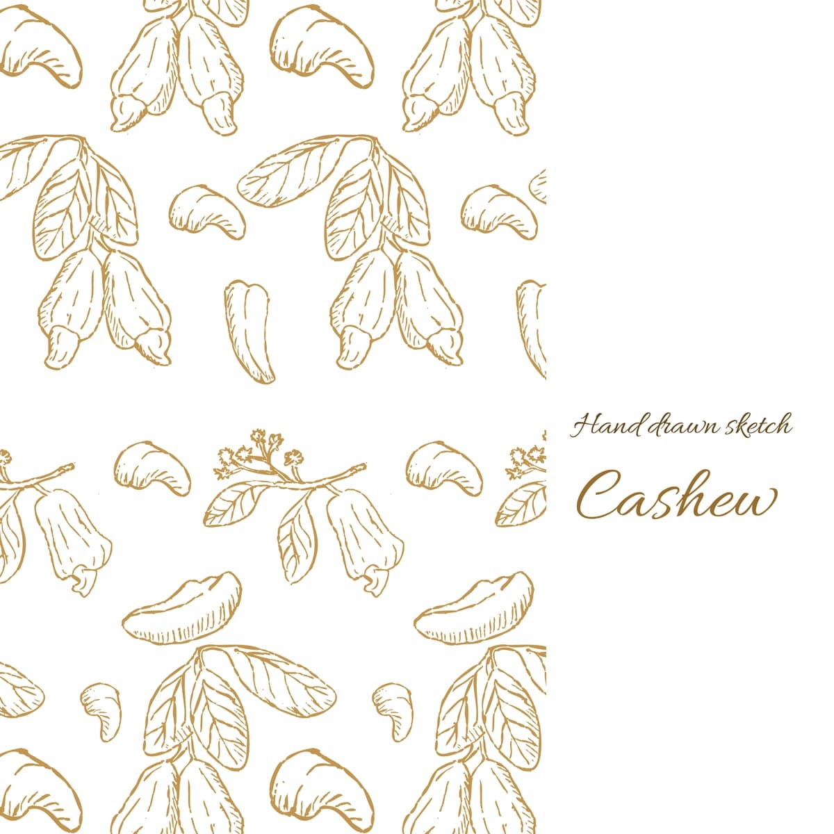 Kaju muqovasi shabloni oziq-ovqat fonida choksiz vektorli illyustratsiya | Cashew cover template food background vector illustration with seamless