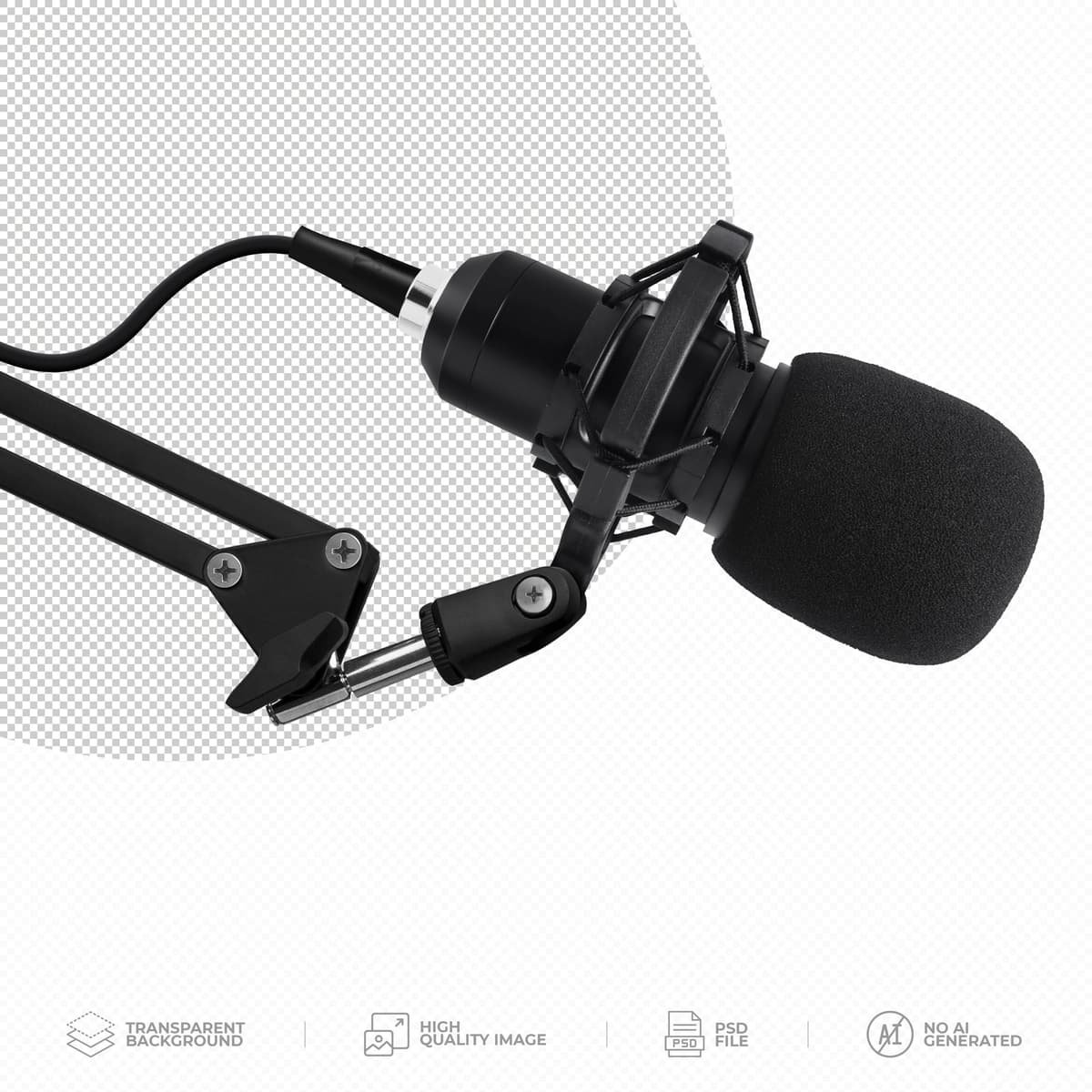 Shaffof old oyna filtri bilan professional studiya mikrofon | Professional studio microphone with windscreen filter transparent