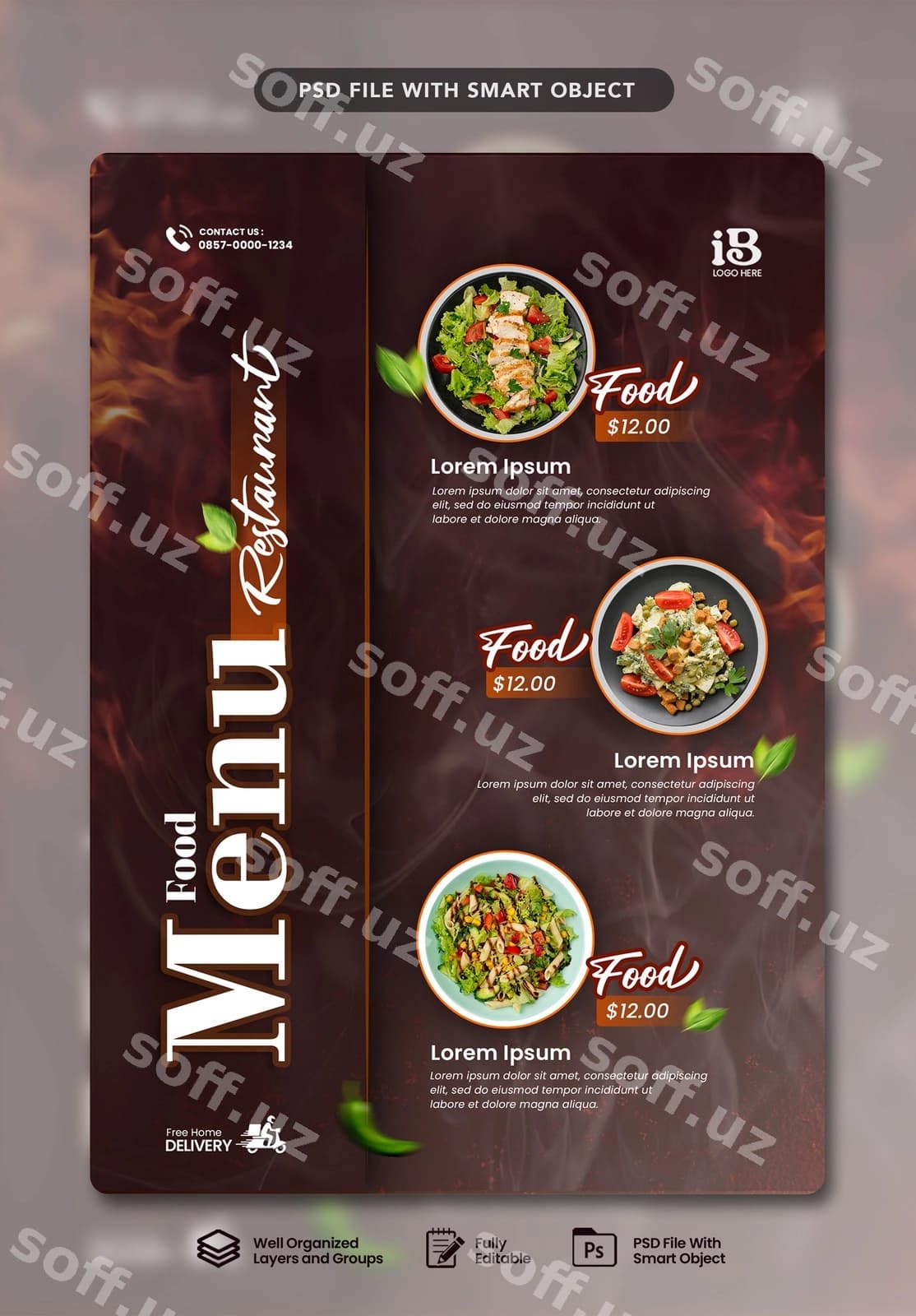 Tez ovqatlanish menyusi shabloni | Fast food menu template
