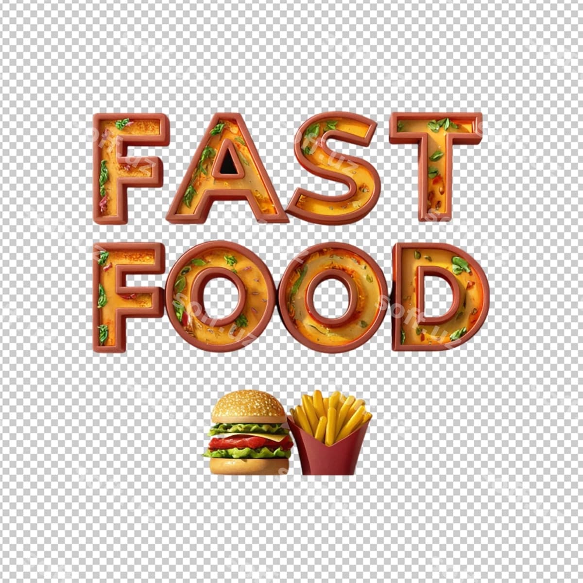 Tez ovqat effekti shabloni | Fast food text effect template