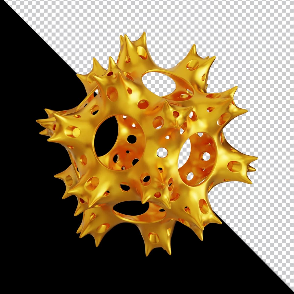 Oltin geometrik shakllar mavhum 3D tarkibi | Golden geometric shapes abstract 3d composition